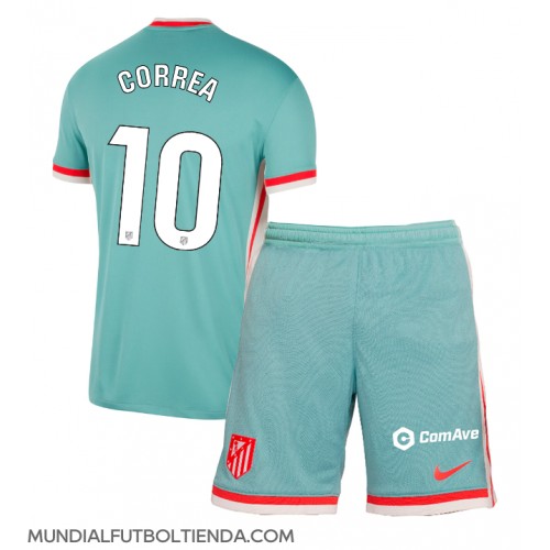 Camiseta Atletico Madrid Angel Correa #10 Segunda Equipación Replica 2024-25 para niños mangas cortas (+ Pantalones cortos)